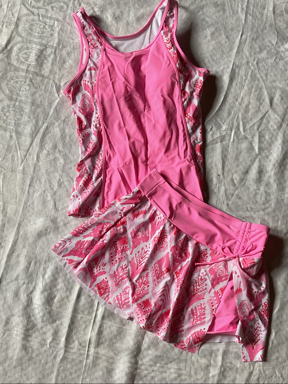 Women’s Pink Tankini Top and Skirt Swim Set